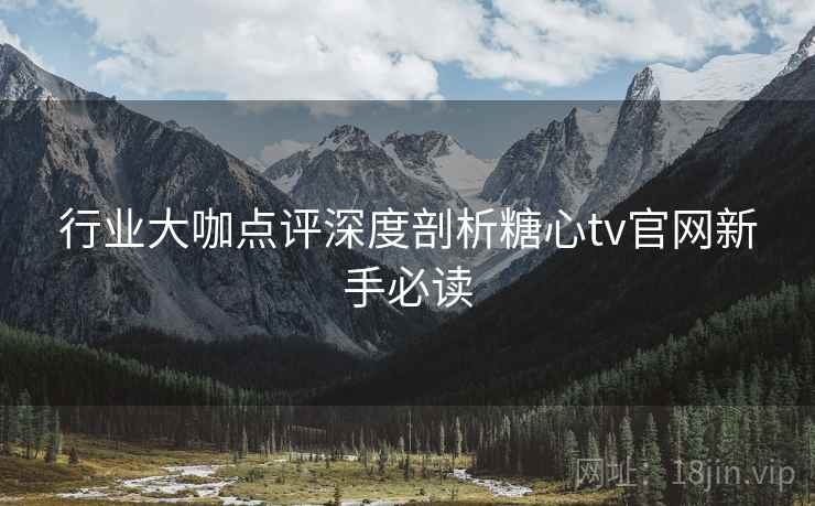 行业大咖点评深度剖析糖心tv官网新手必读