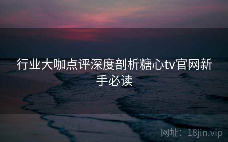 行业大咖点评深度剖析糖心tv官网新手必读